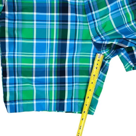 NWOT PGA Tour Golf Blue Green  Plaid Flat Front Quick Dry Men’s Short Sz 34 - Picture 7 of 9
